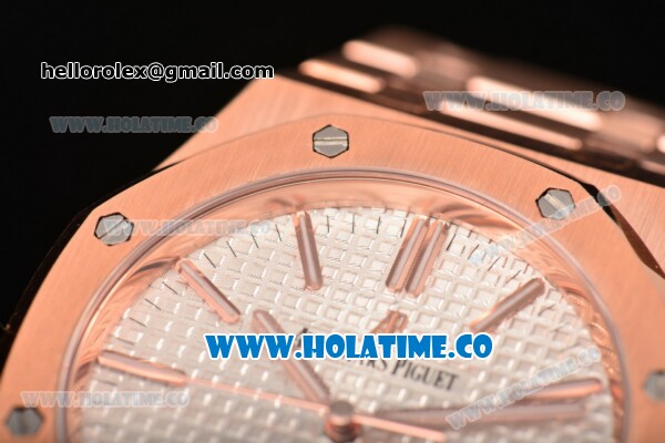 Audemars Piguet Royal Oak 41MM Miyota 9015 Automatic Full Rose Gold with White Dial and Stick Markers (BP) - Click Image to Close